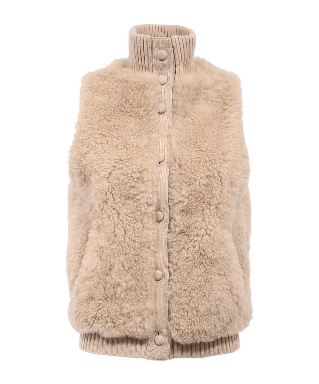 Shop Yves Salomon Stand-collar Fur Vest In Nude