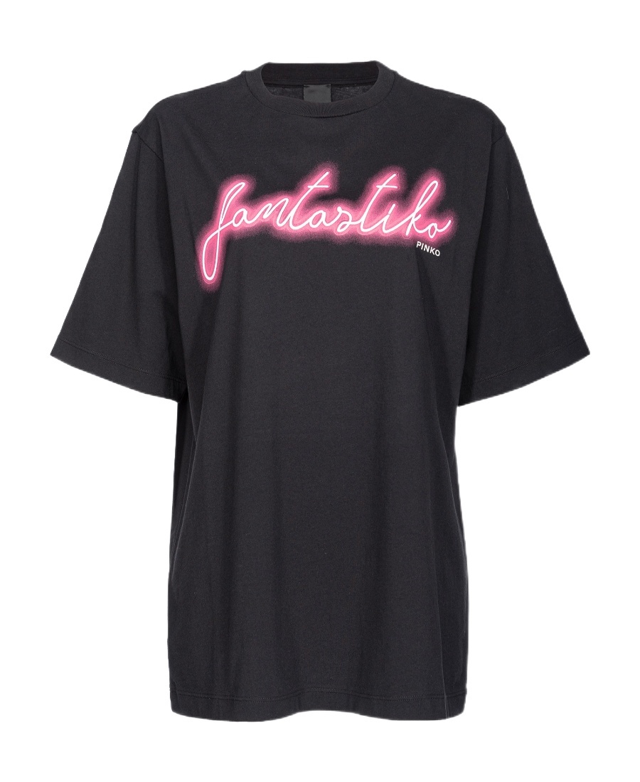 Pinko Fantastiko Cotton T-shirt In Black