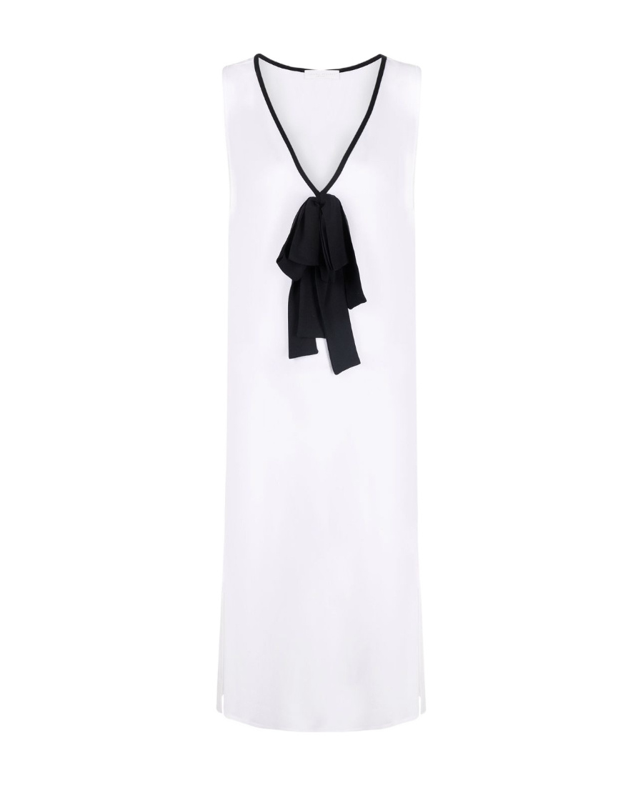 Fabiana Filippi Bow-detail V-neck Long Top In Black
