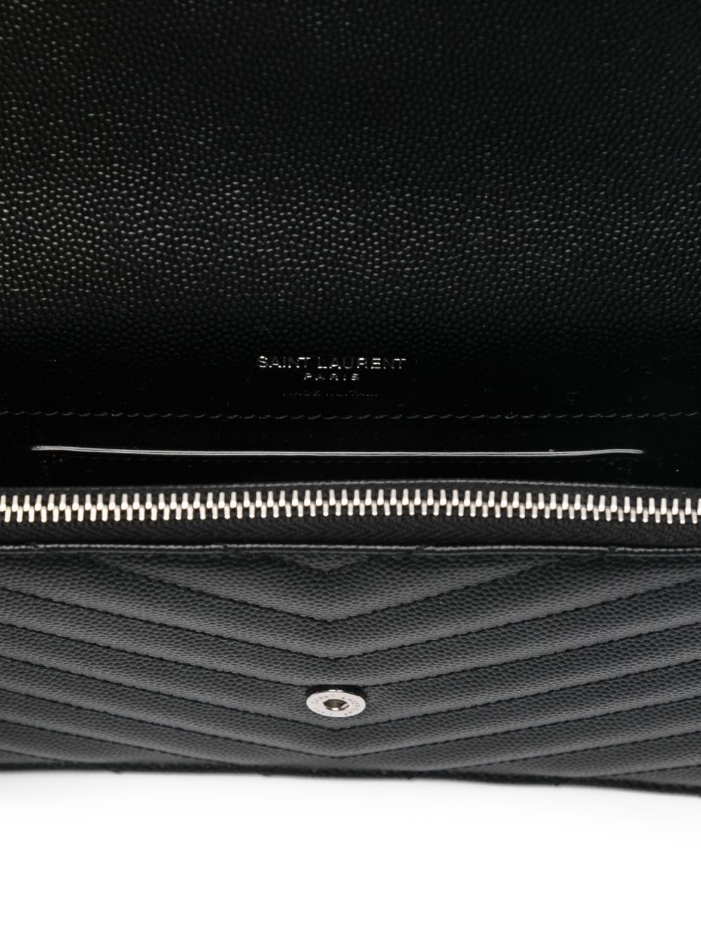 Saint Laurent Chevron Chain Clutch Bag In Black