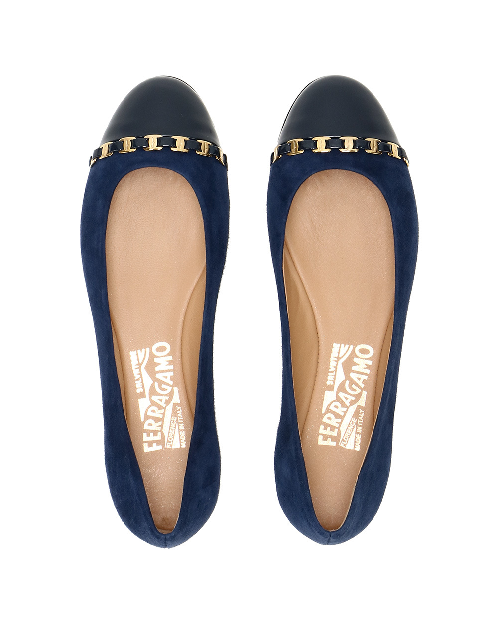 Ferragamo Round Head Ballet Shoes In Black