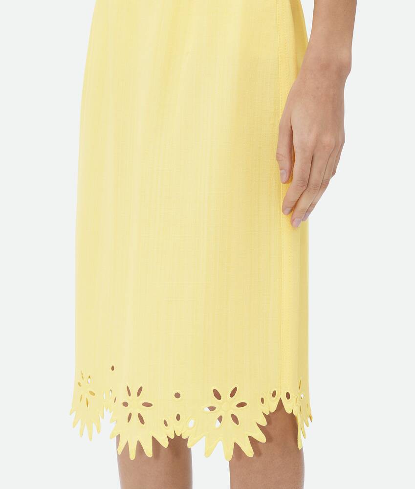 Bottega Veneta Broderie-anglaise Midi Skirt In Yellow