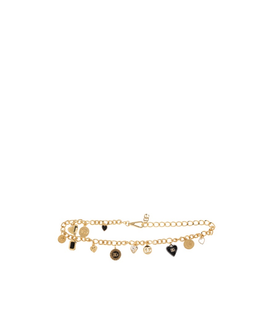Dolce & Gabbana Logo-charm Chain Belt In Gold