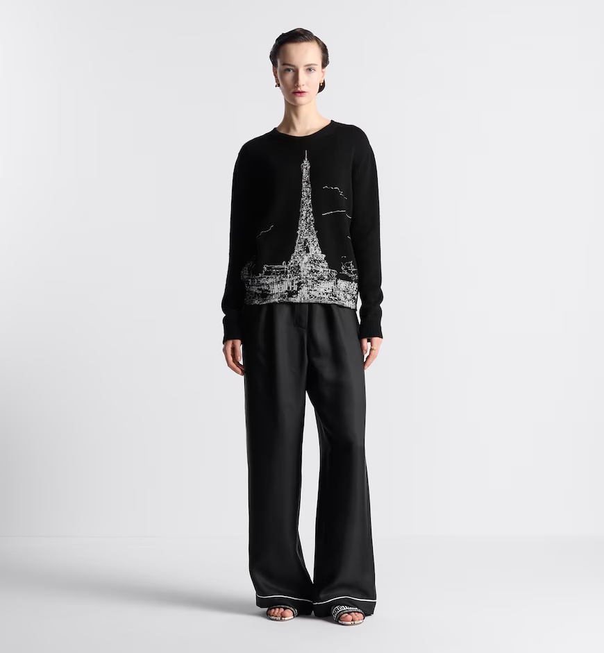Dior Elastic Waist Casual Pants In Black