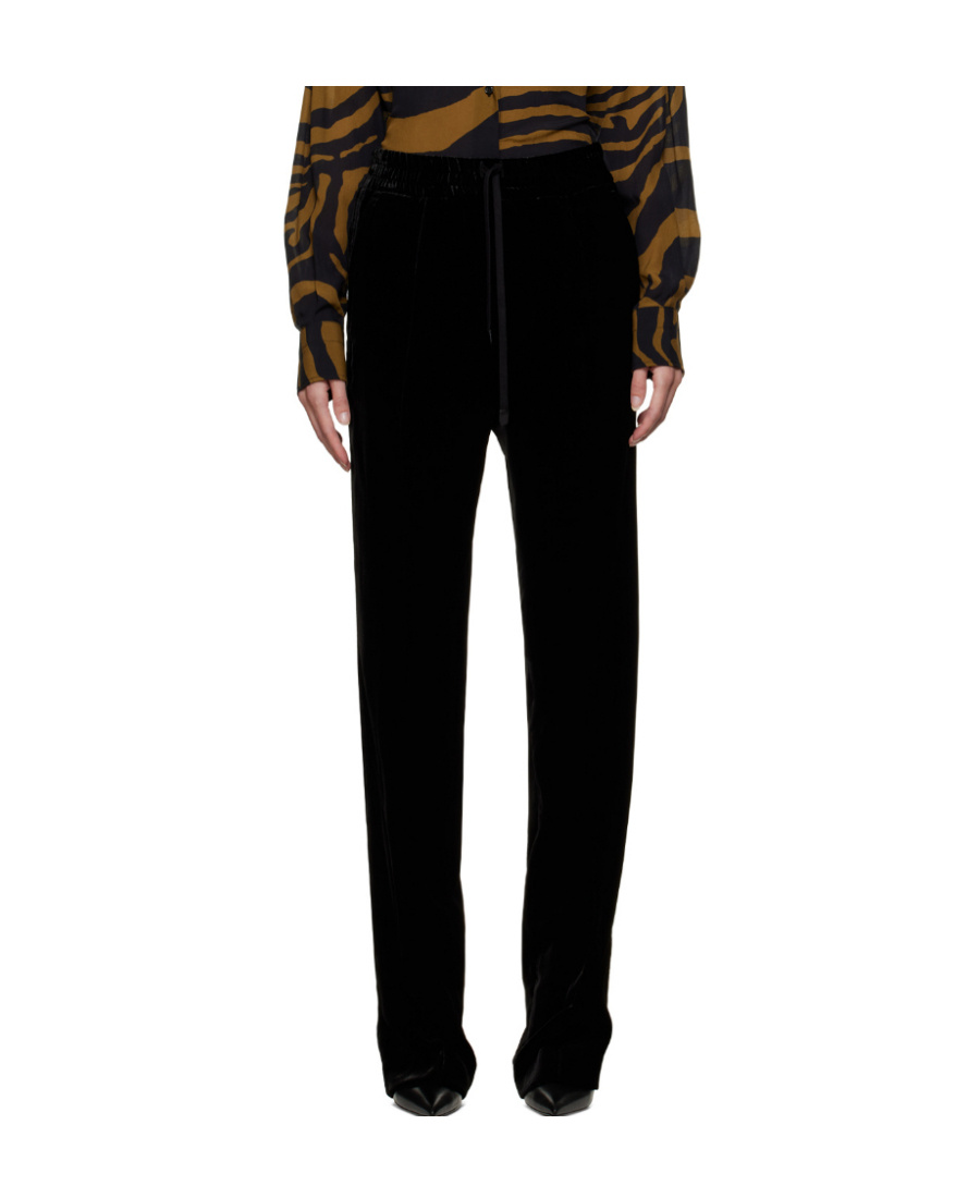 Tom Ford Wallis Velvet Straight Pants In Black