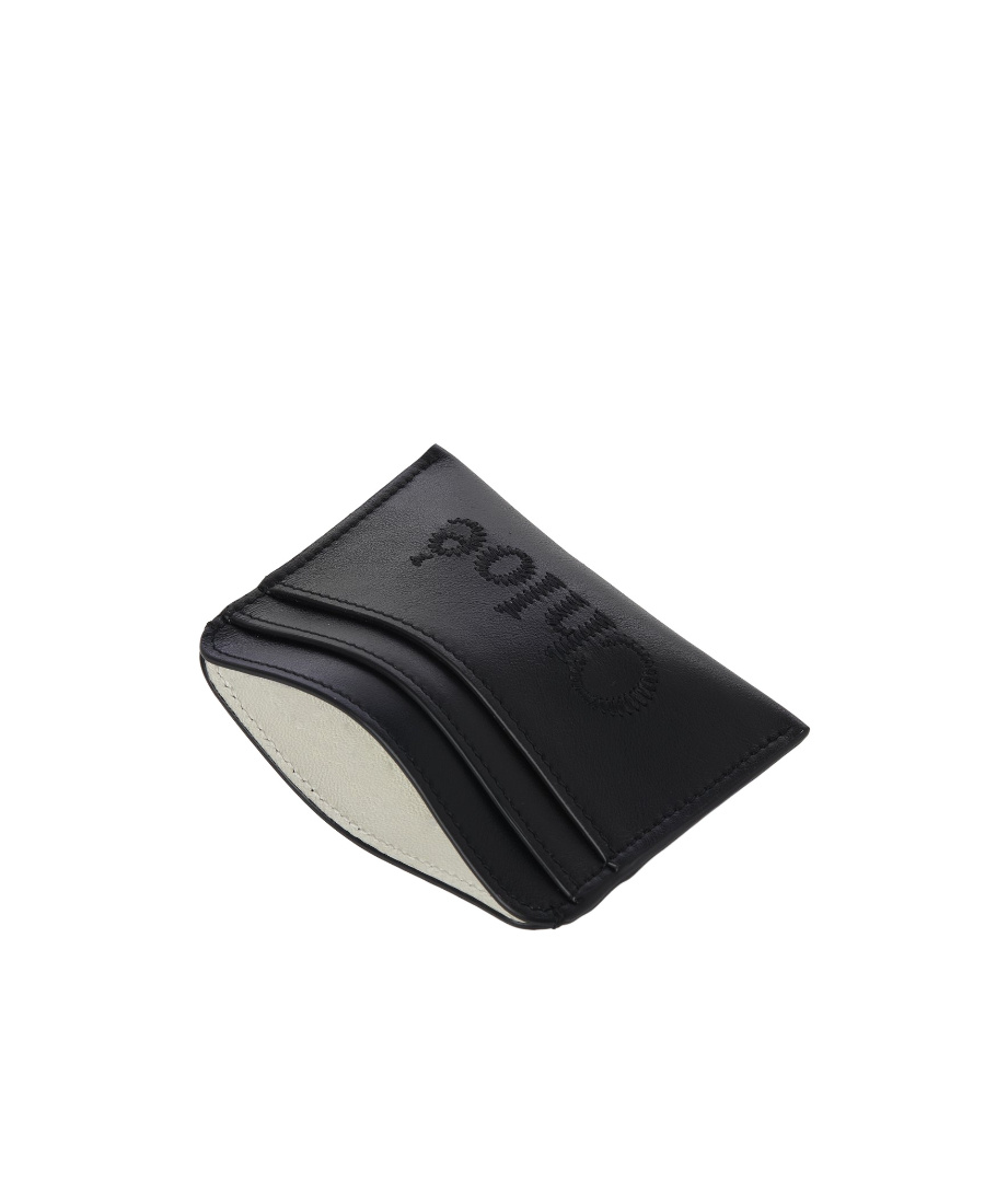 Chloé Chloe Embroidered Logo Sense Card Holder In Soft Leather In Black