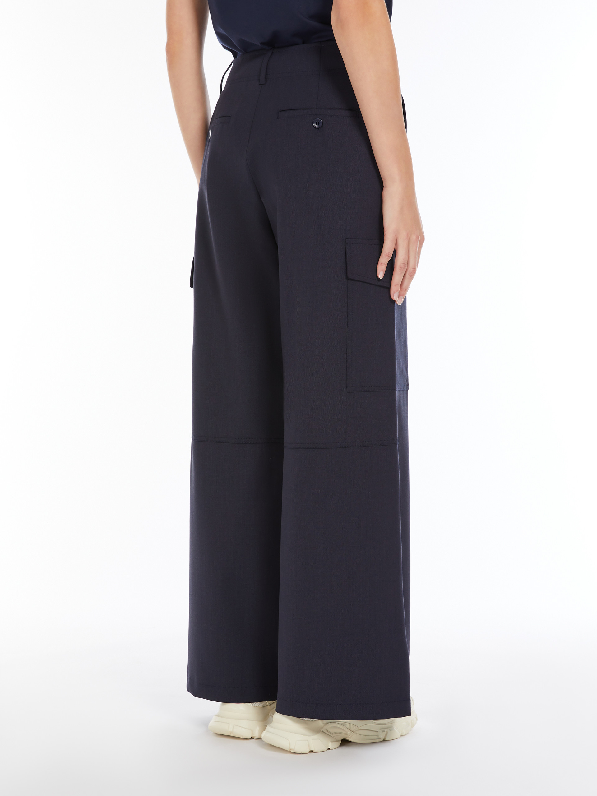 Weekend Max Mara Wool-blend Cargo Trousers In Black