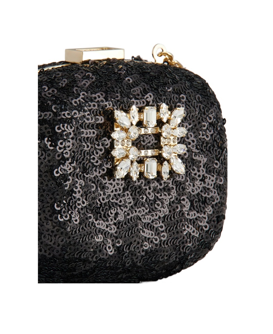 Roger Vivier Sequin Embellished Clutch Bag In Black