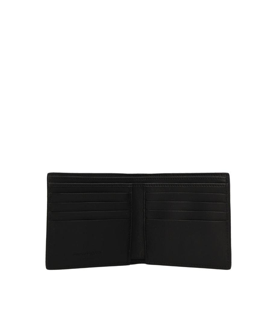 Alexander Mcqueen Graffiti Print Leather Wallet In Black