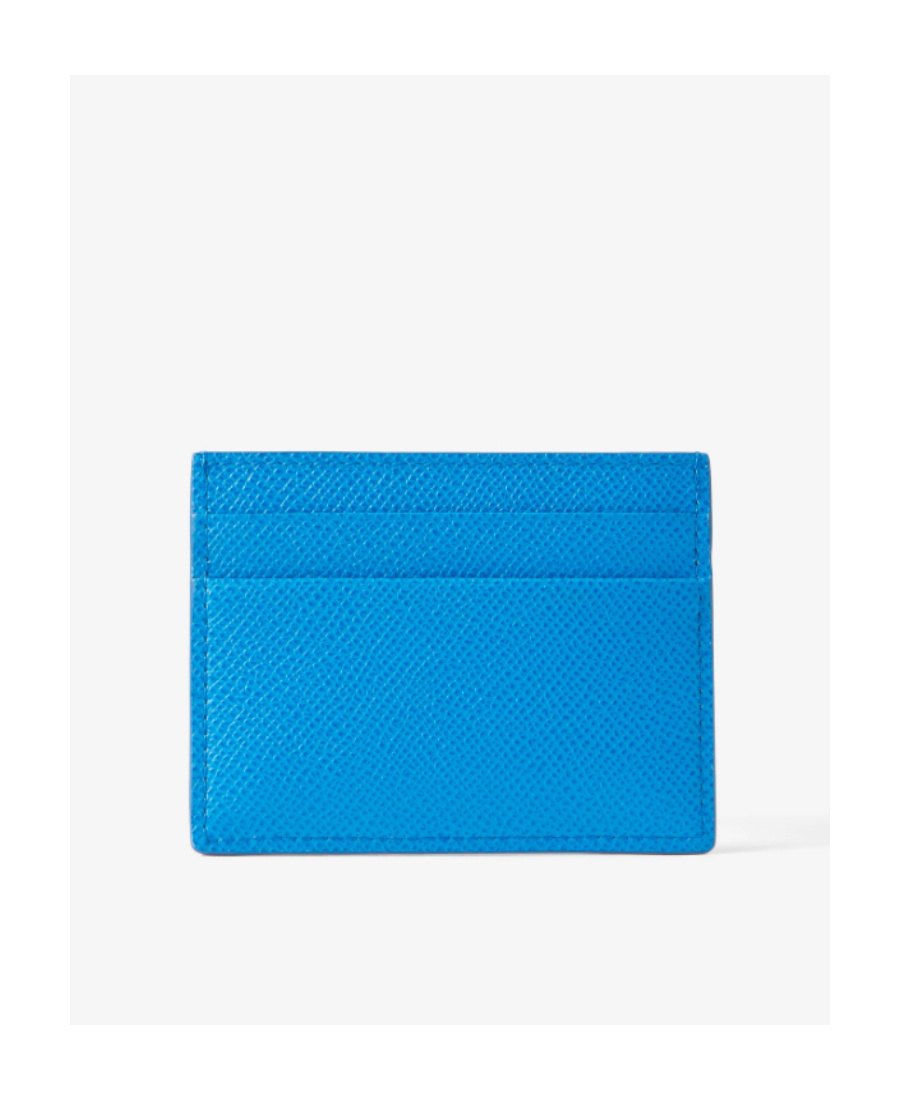 Burberry Grained-leather Tb Cardholder In Blue