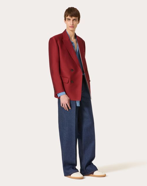 Valentino Double-breasted Wool And Silk Jacket In Red