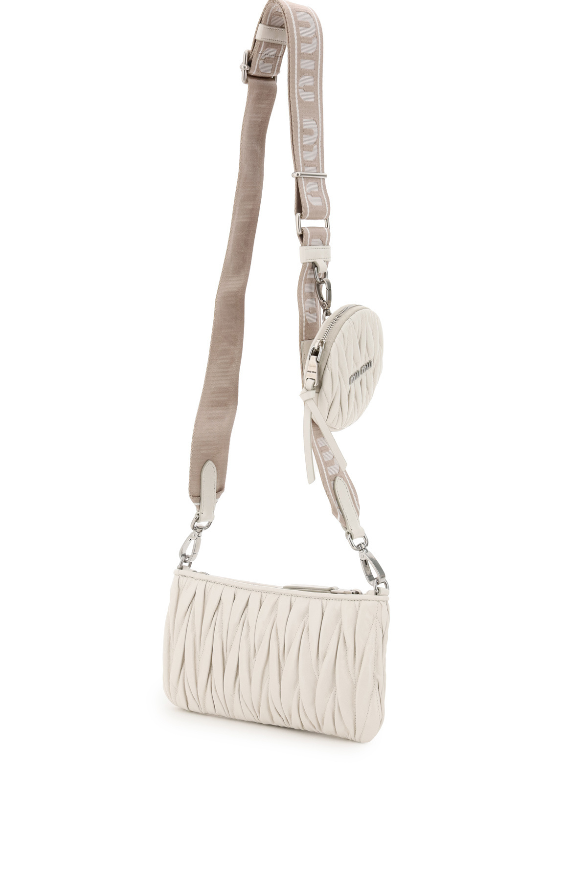 Miu Miu Quilted Matelassé Clutch Bag In White