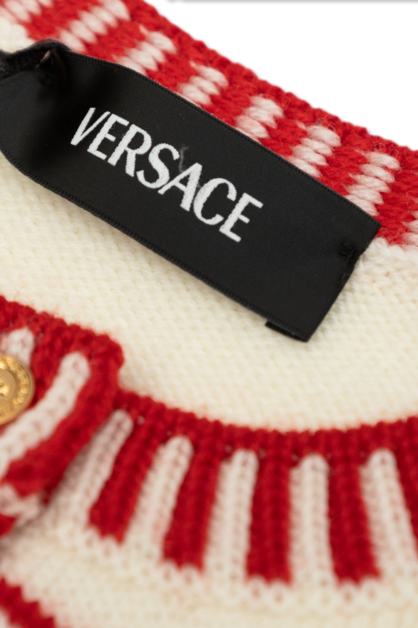 Versace Fair Isle-jacquard Cardigan In White