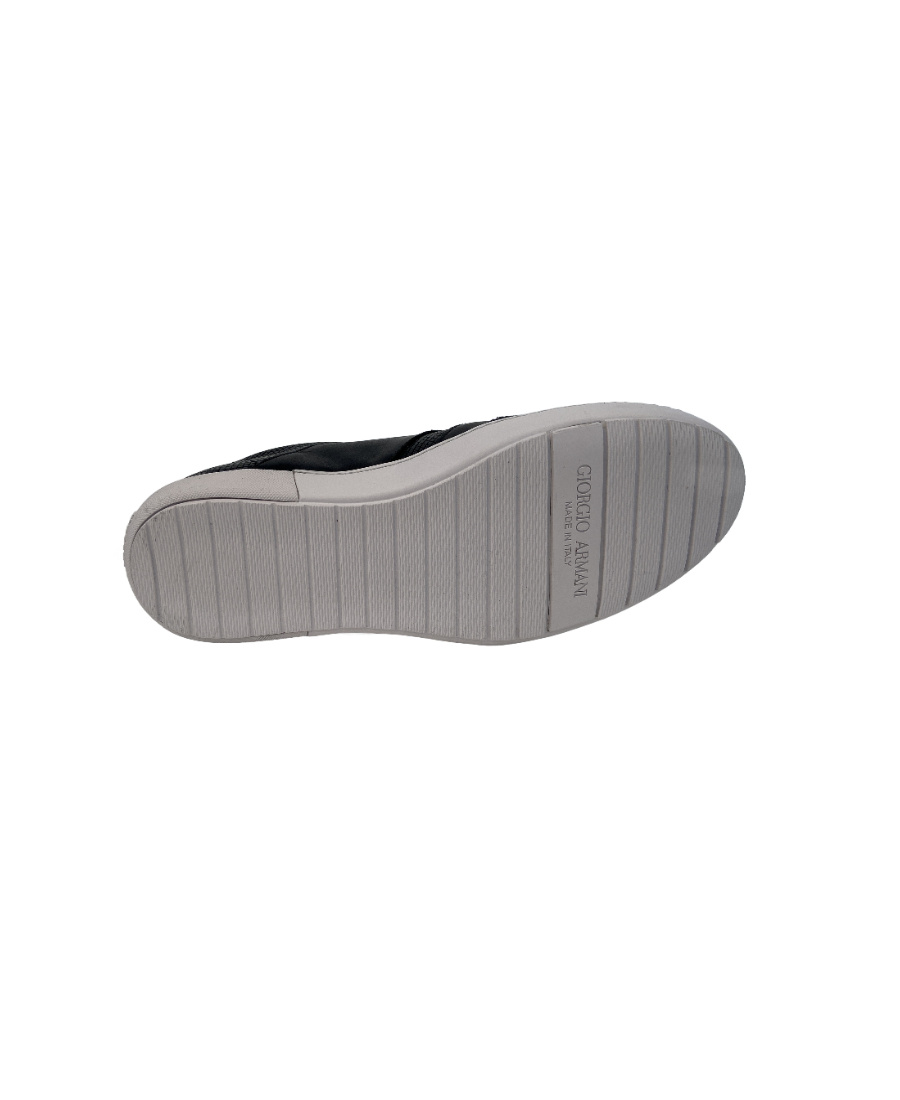 Giorgio Armani Logo Strapped Casual Sneakers In Black