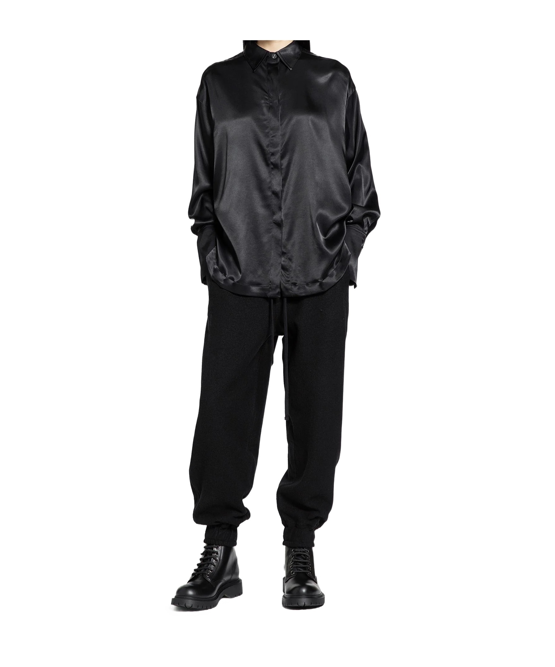 Thom Krom Satin Shirt In Black