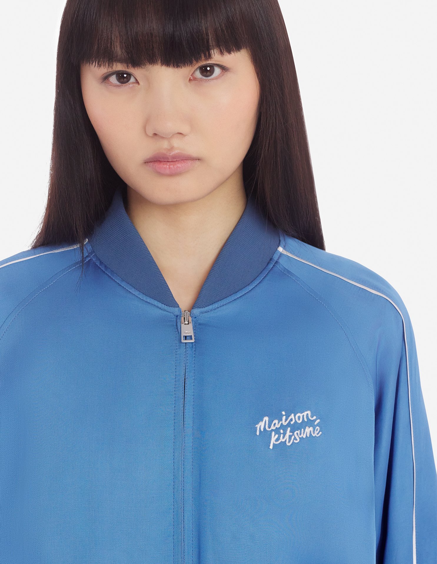 Shop Maison Kitsuné Teddy Bomber Jacket In Blue
