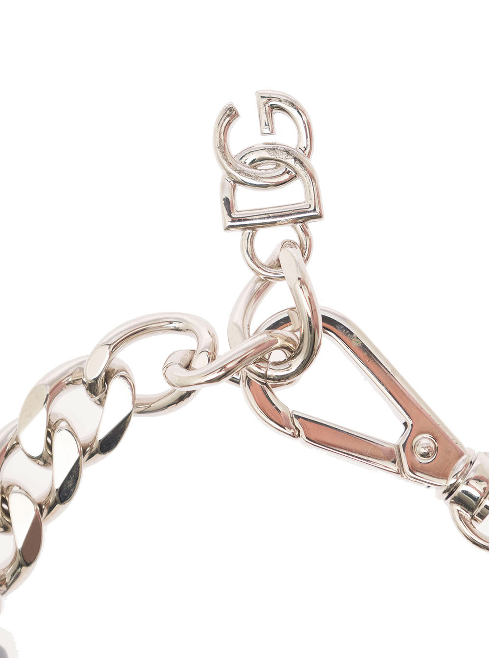 Dolce & Gabbana Silver-colored Bracelet With Shell And Logo Charm In Brass Woman In White