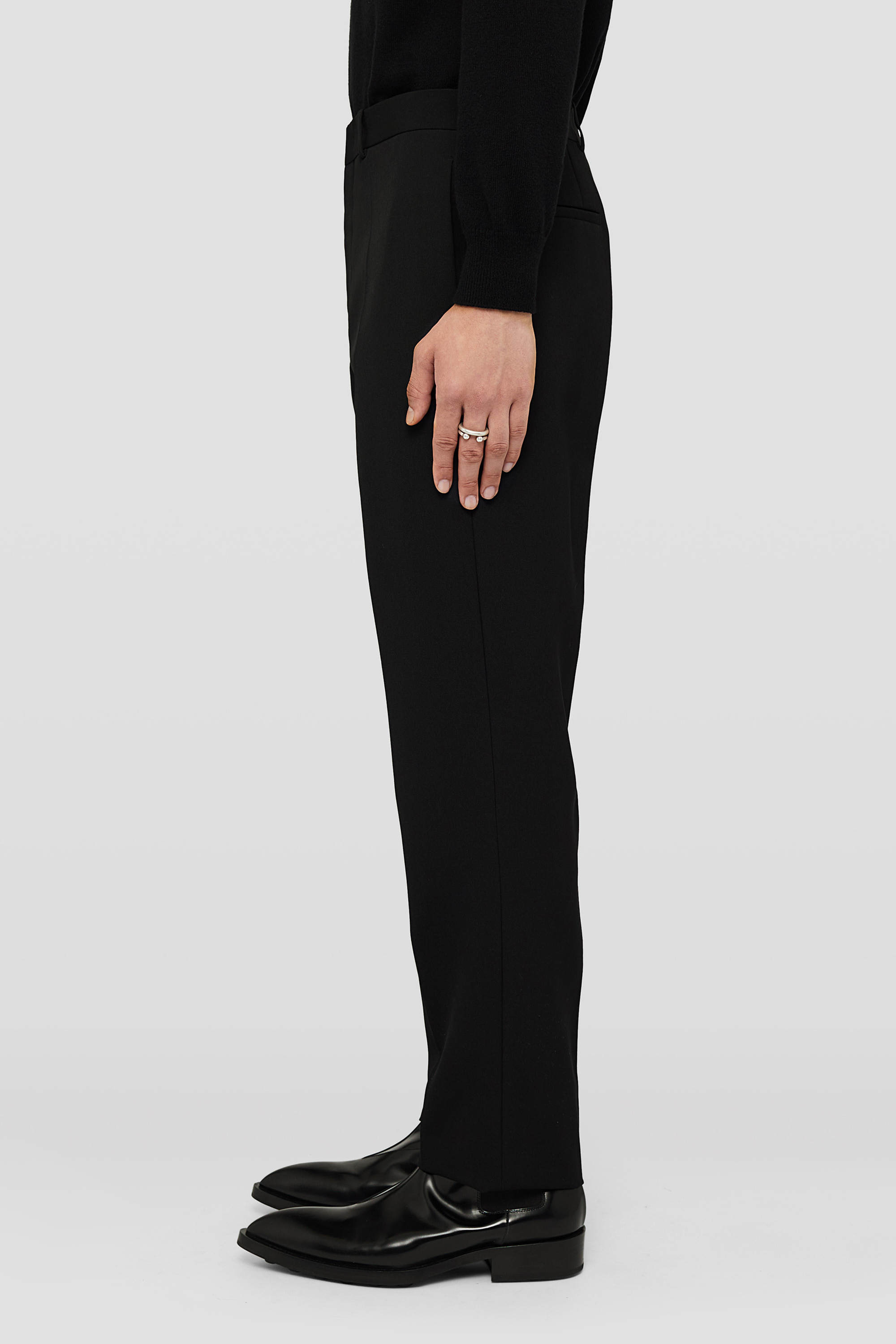Jil Sander Black Wool Tapered Trousers In Black