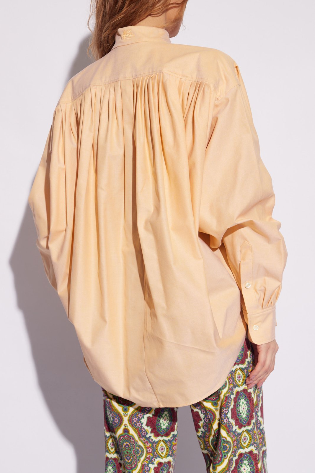 Etro Pleated Cotton Shirt In Nude