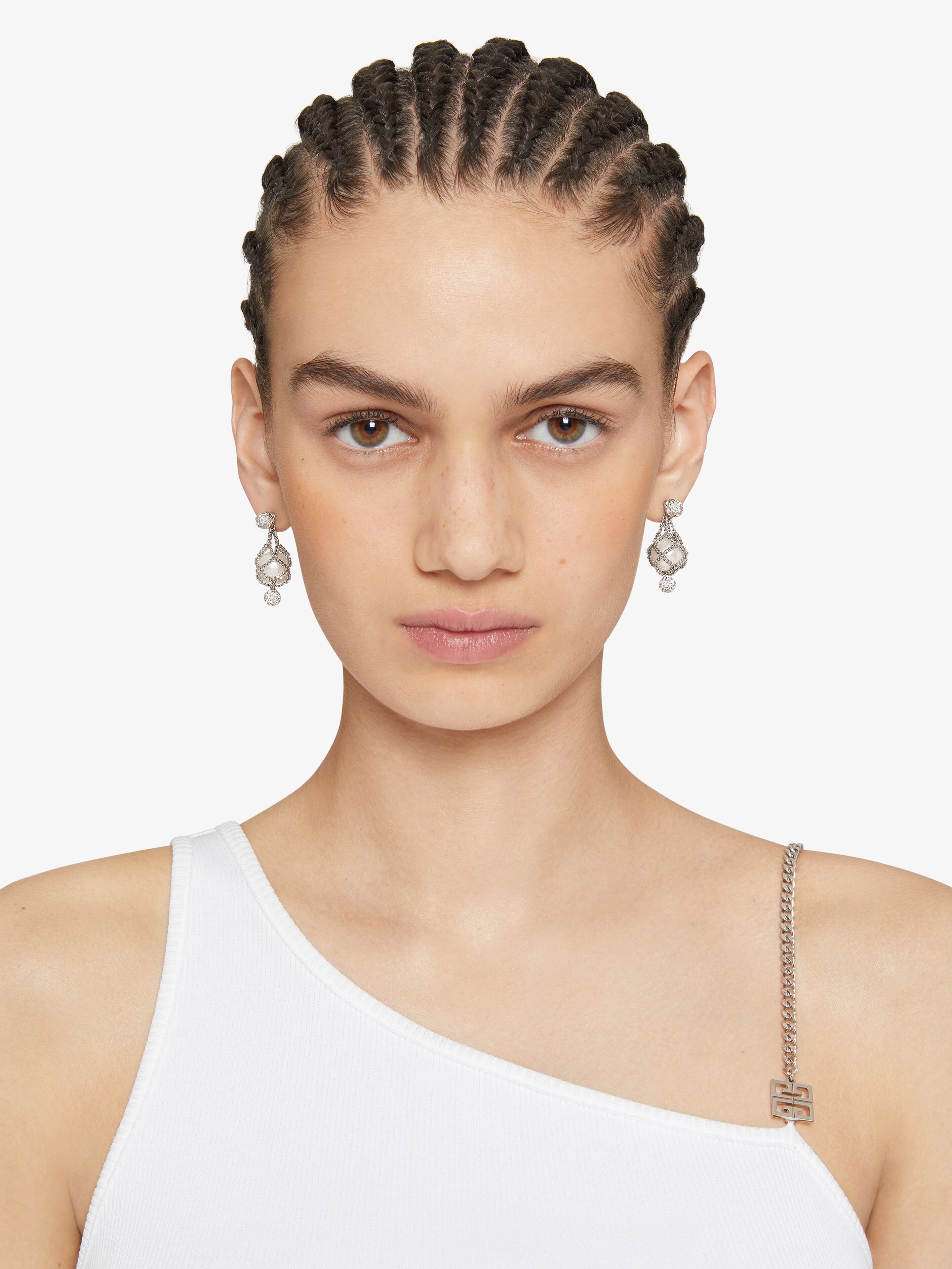 Givenchy Pearling Chain Detailed Earrings In White