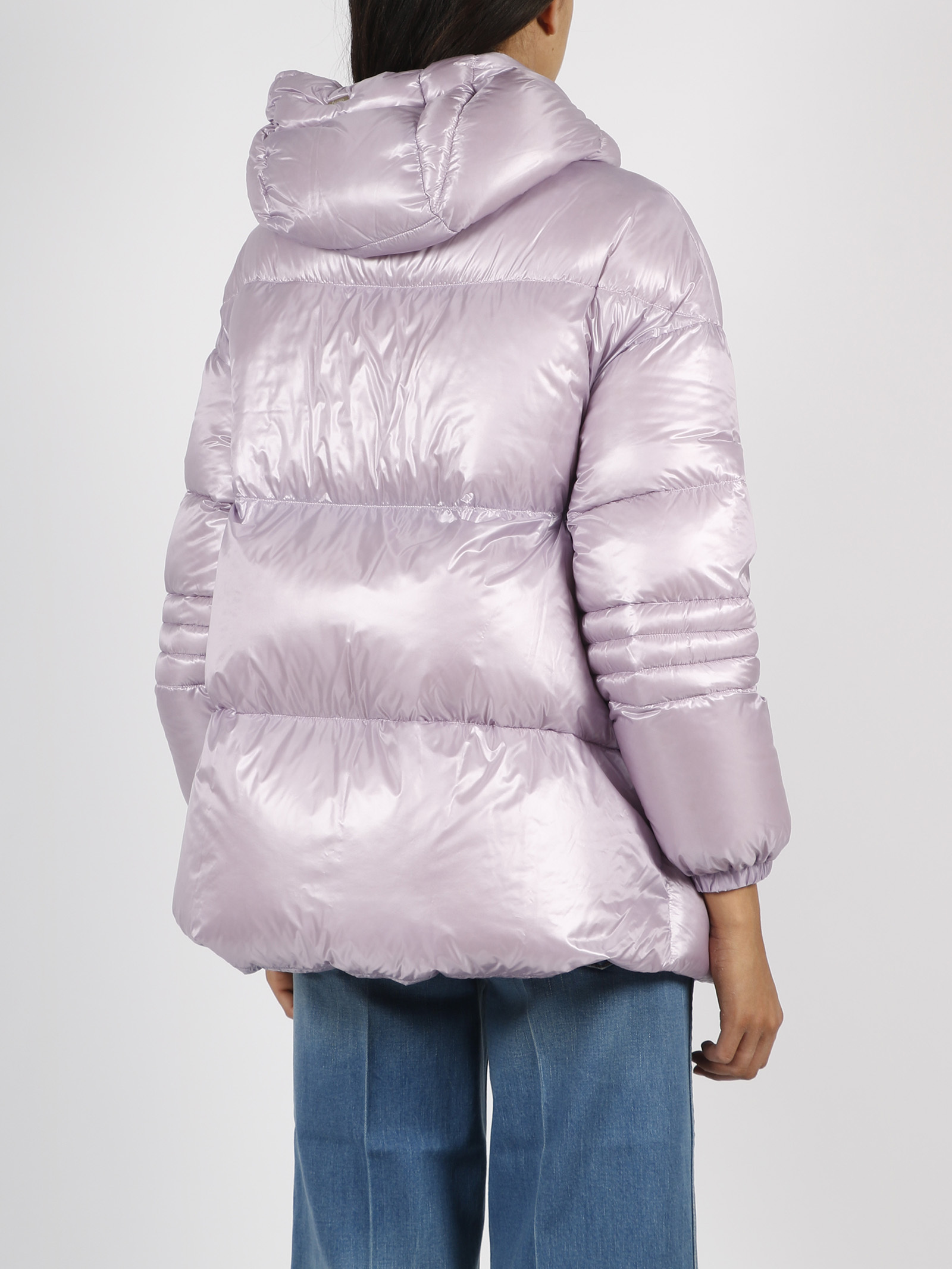 Herno Metallic Hooded Down Jacket In Purple