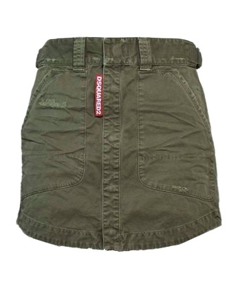 Dsquared2 Distressed Cotton Mini Skirt In Green