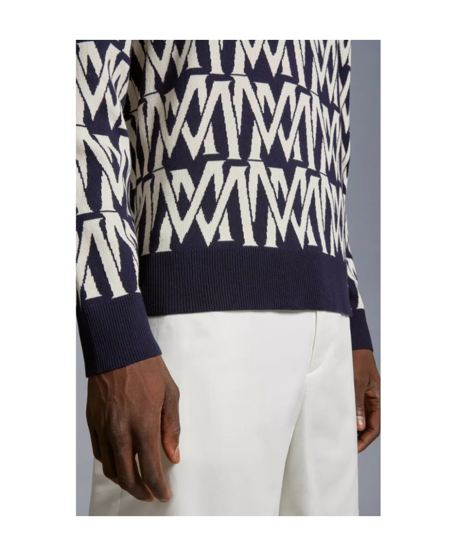 Shop Moncler Monogram Jacquard Jumper In Black