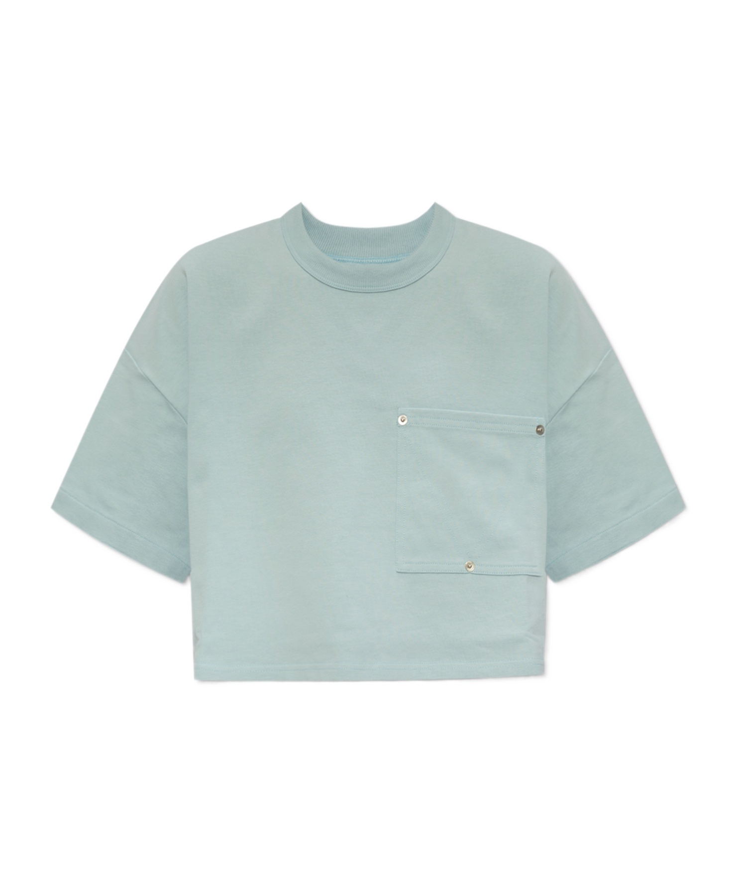 Bottega Veneta Pocket Detailed Cropped T-shirt In Blue