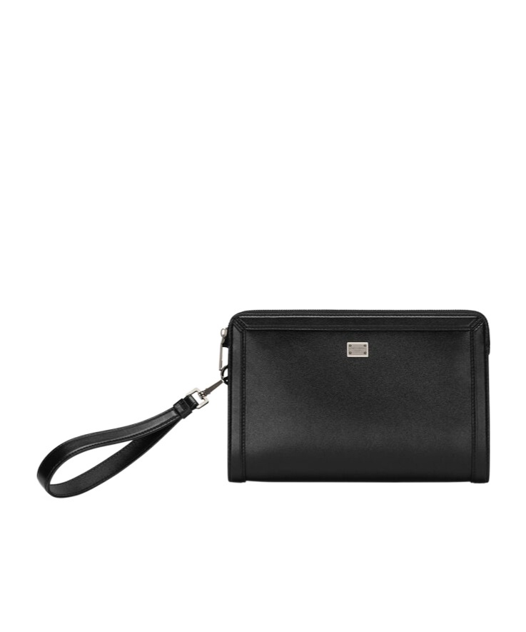 Dolce & Gabbana Black Clutch With Removable Wrist Strap And Logo Plaque On The Front In Black