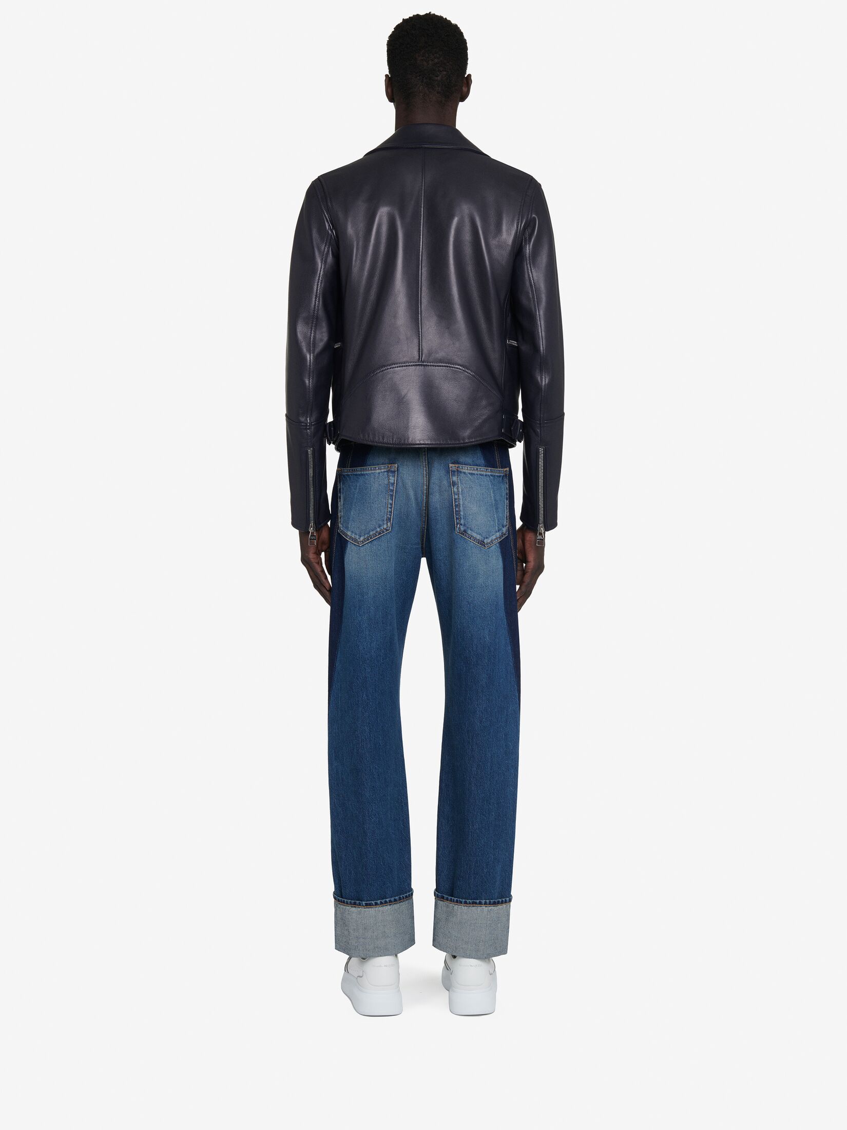 Shop Alexander Mcqueen Notched-lapels Leather Biker Jacket In Black