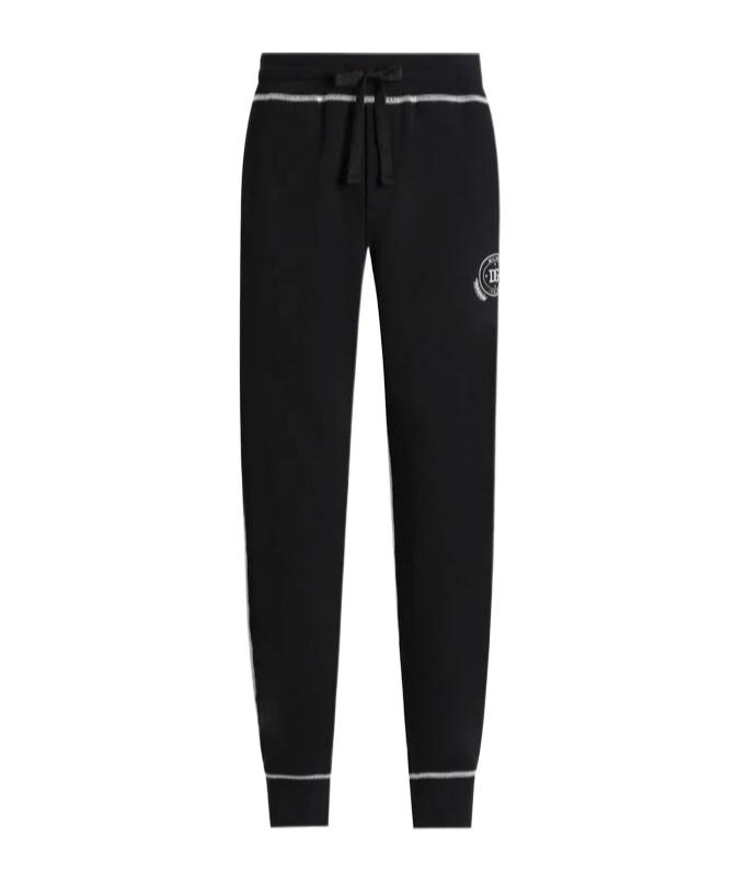 Dolce & Gabbana Jersey Trousers With Print And Embroidery In Black