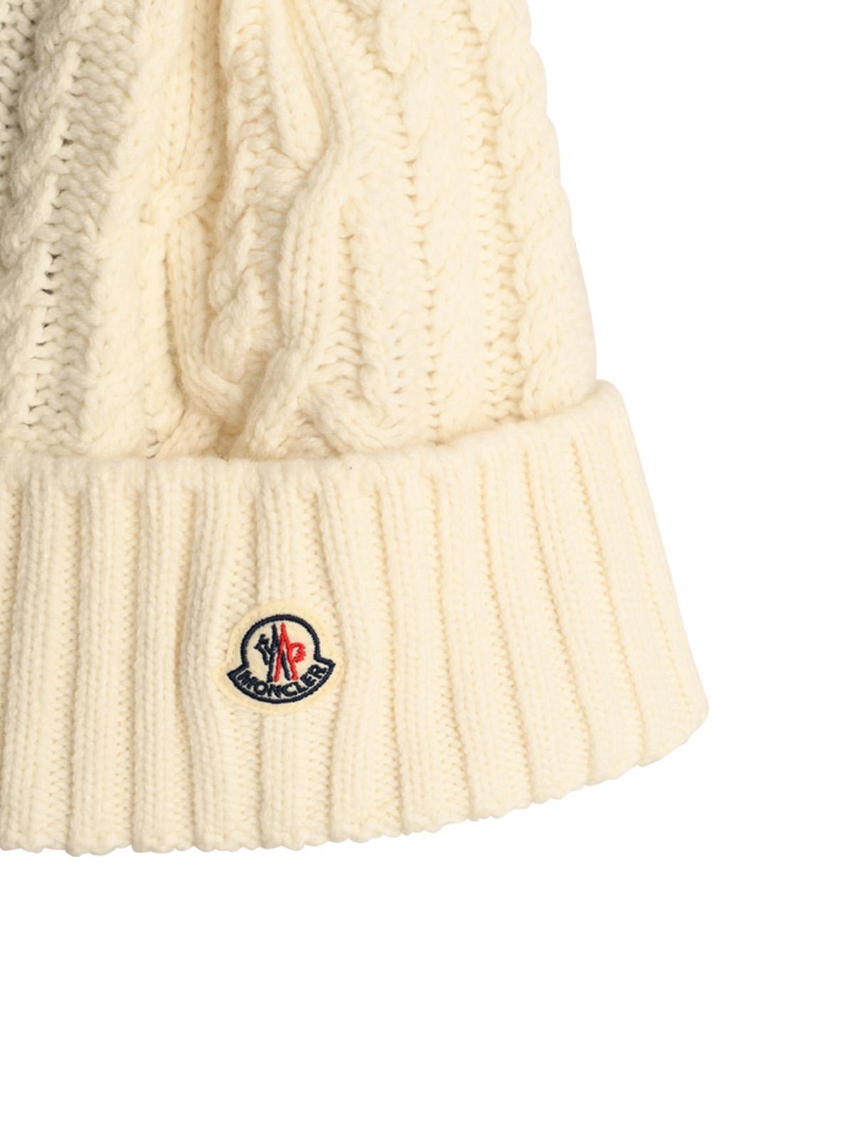 Moncler White Pom-pom Beanie In White