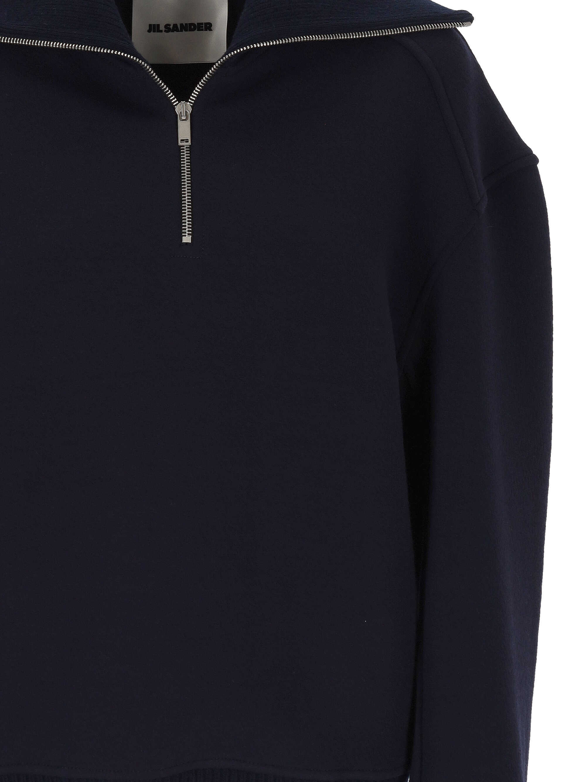 Jil Sander Half-zip Sweater In Black