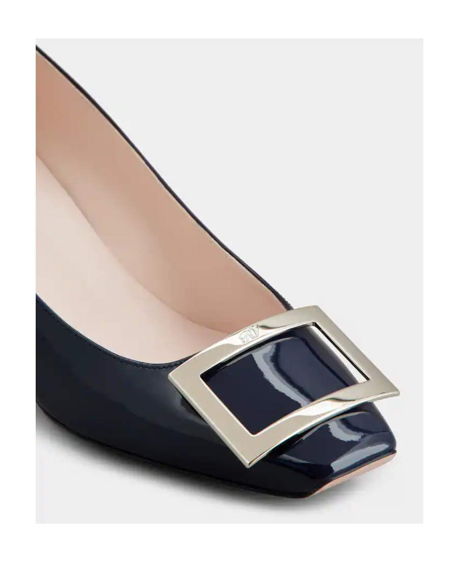 Roger Vivier Belle Vivier Patent Pumps With Metal Buckle In Black