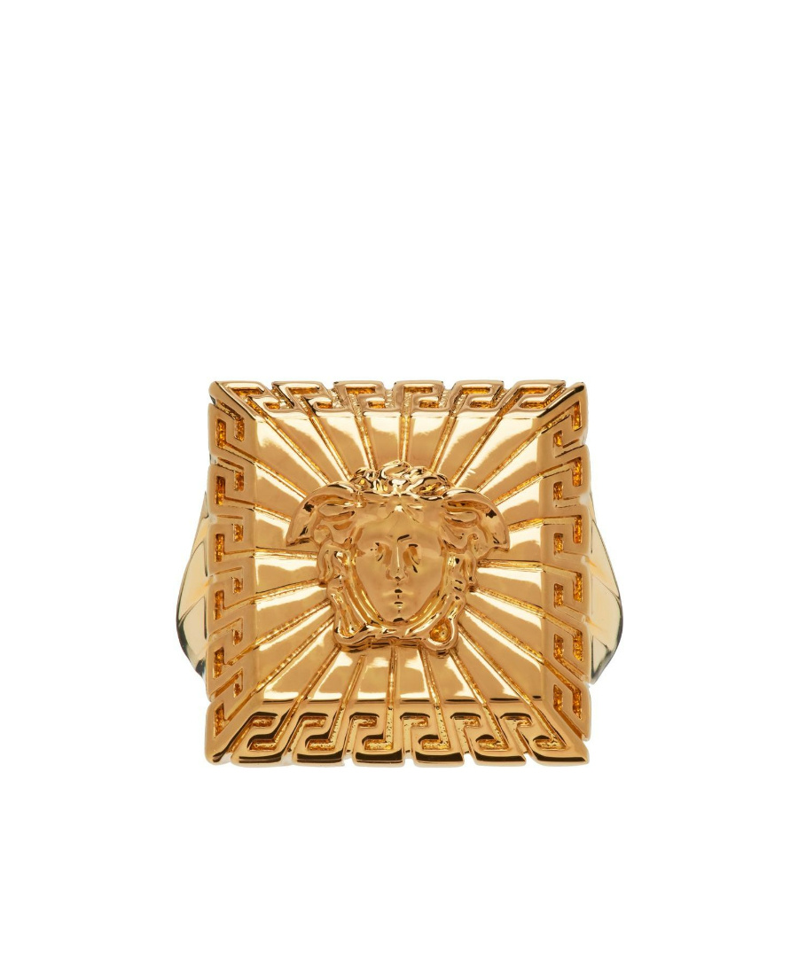 Versace Medusa Signet Ring In Yellow