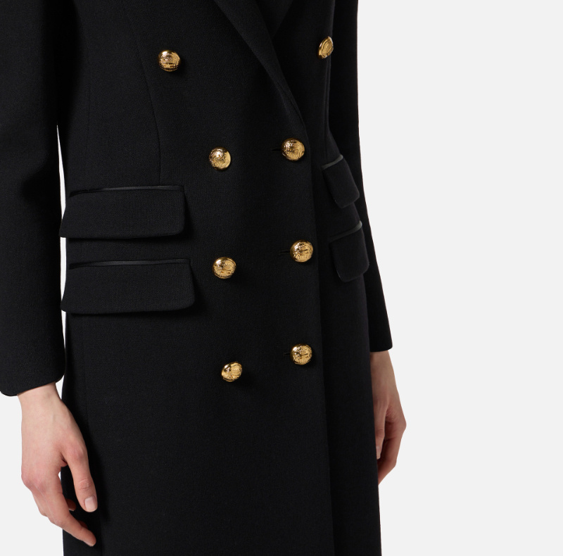 Elisabetta Franchi Double-breasted Coat In Black