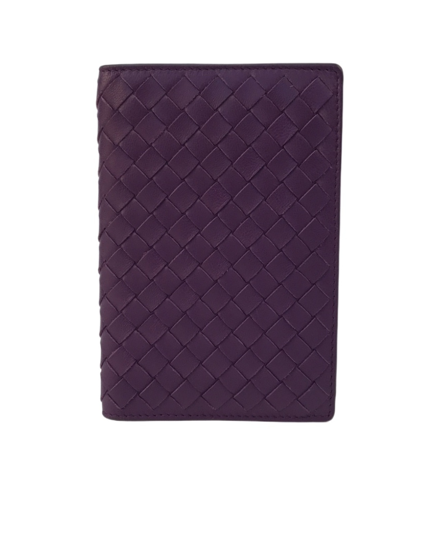 Bottega Veneta Weaving Passport Cover In Purple