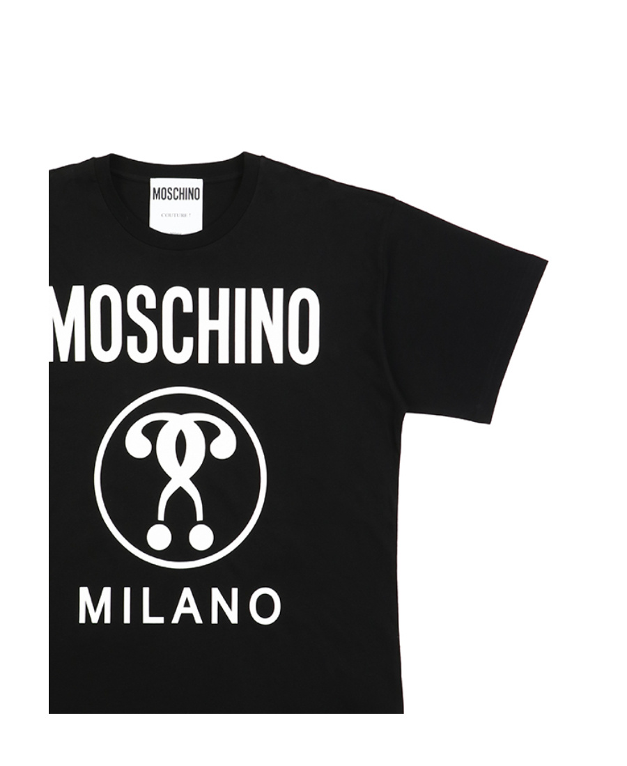 Moschino Question Mark Logo Printed T-shirt In Black