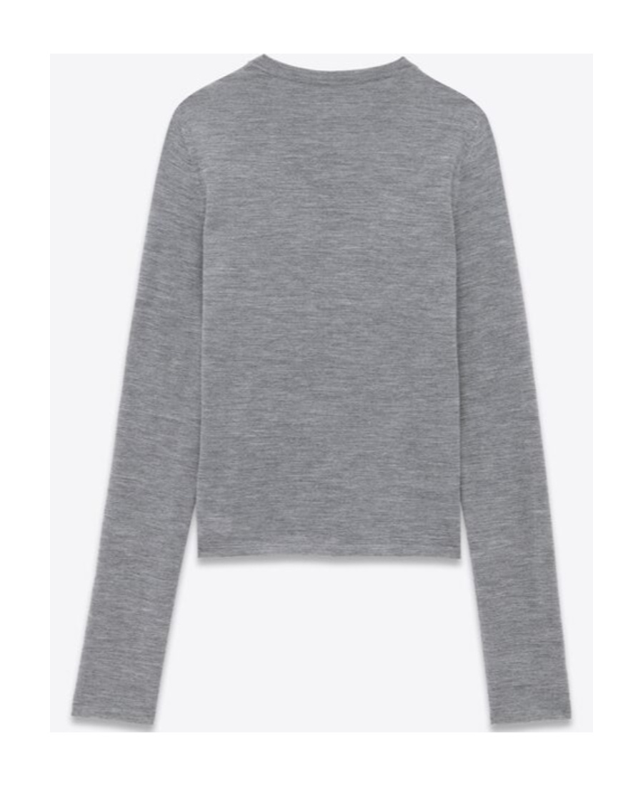 Saint Laurent Wool-blend Crew-neck Sweater In Gray