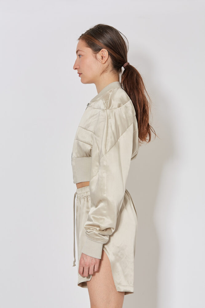Rick Owens Girders Cropped Bomber Jacket In Nude