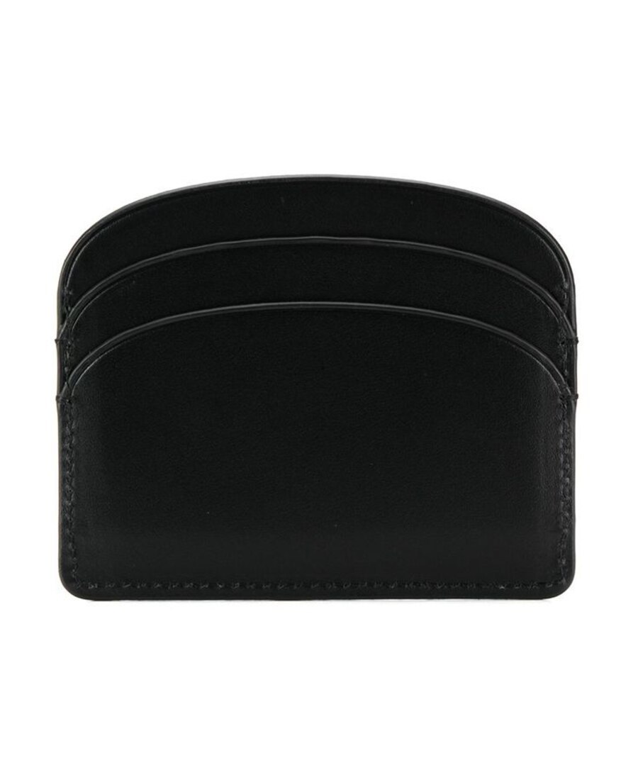 Apc A.p.c. Demi Lune Leather Card Holder In Black