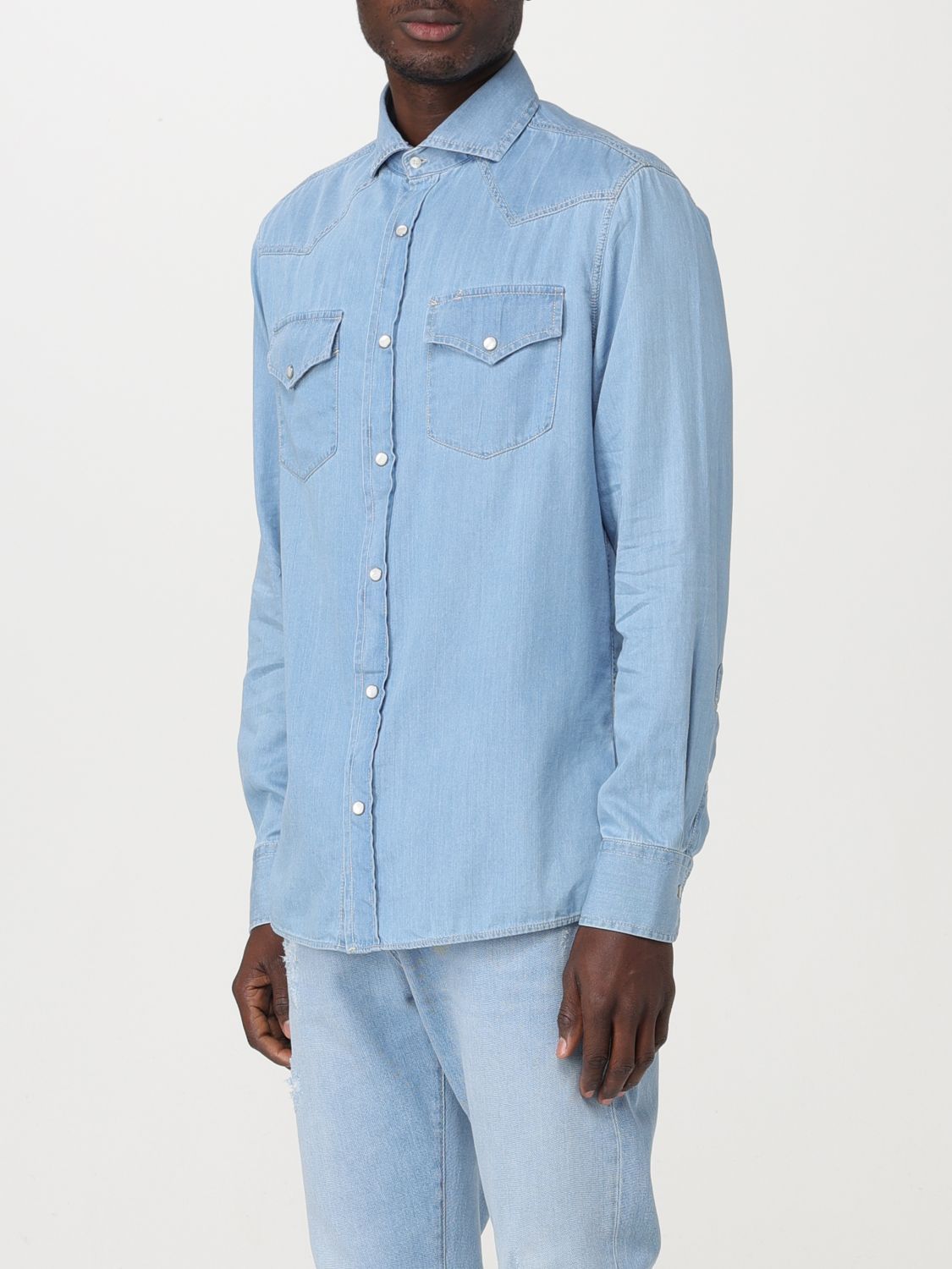 Brunello Cucinelli Button-up Denim Shirt In Blue