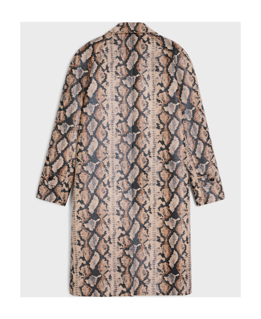 Celine Oversized Python Overcoat In Nude