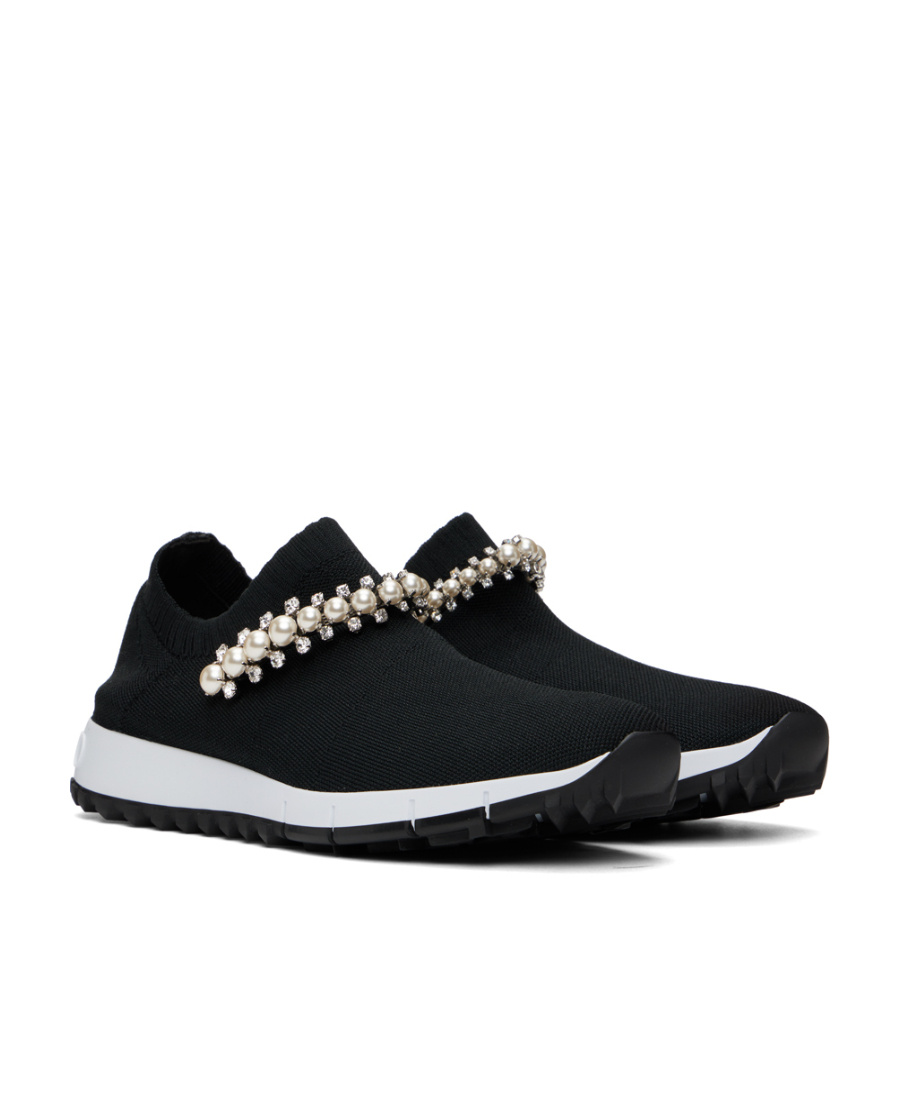 Jimmy Choo Verona Crystal Embellished Sneakers In Black
