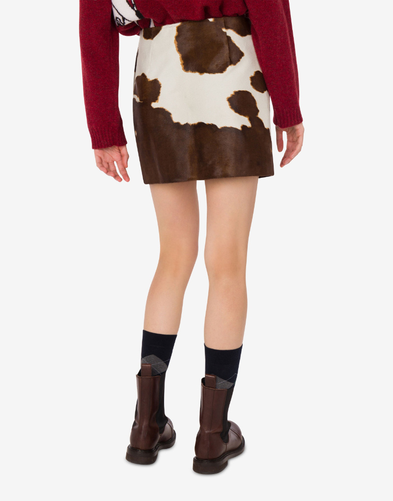 Moschino Cow-print Mini Skirt In Animal Print