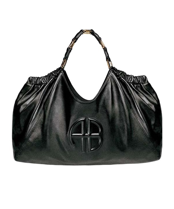 Shop Anine Bing Medium Kate Leather Tote Bag In Black