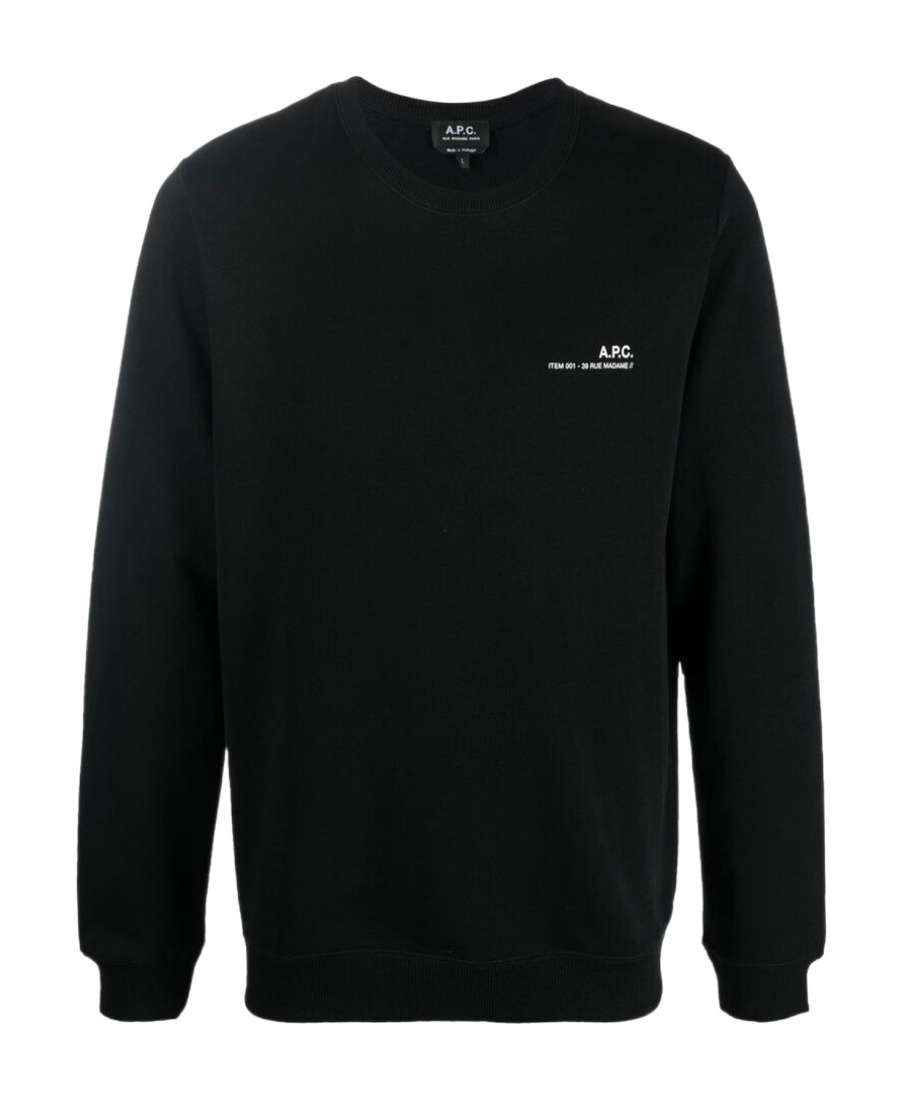 Apc Organic Cotton Sweatshirt With Minimalist Branding And Comfortable Fit In Black