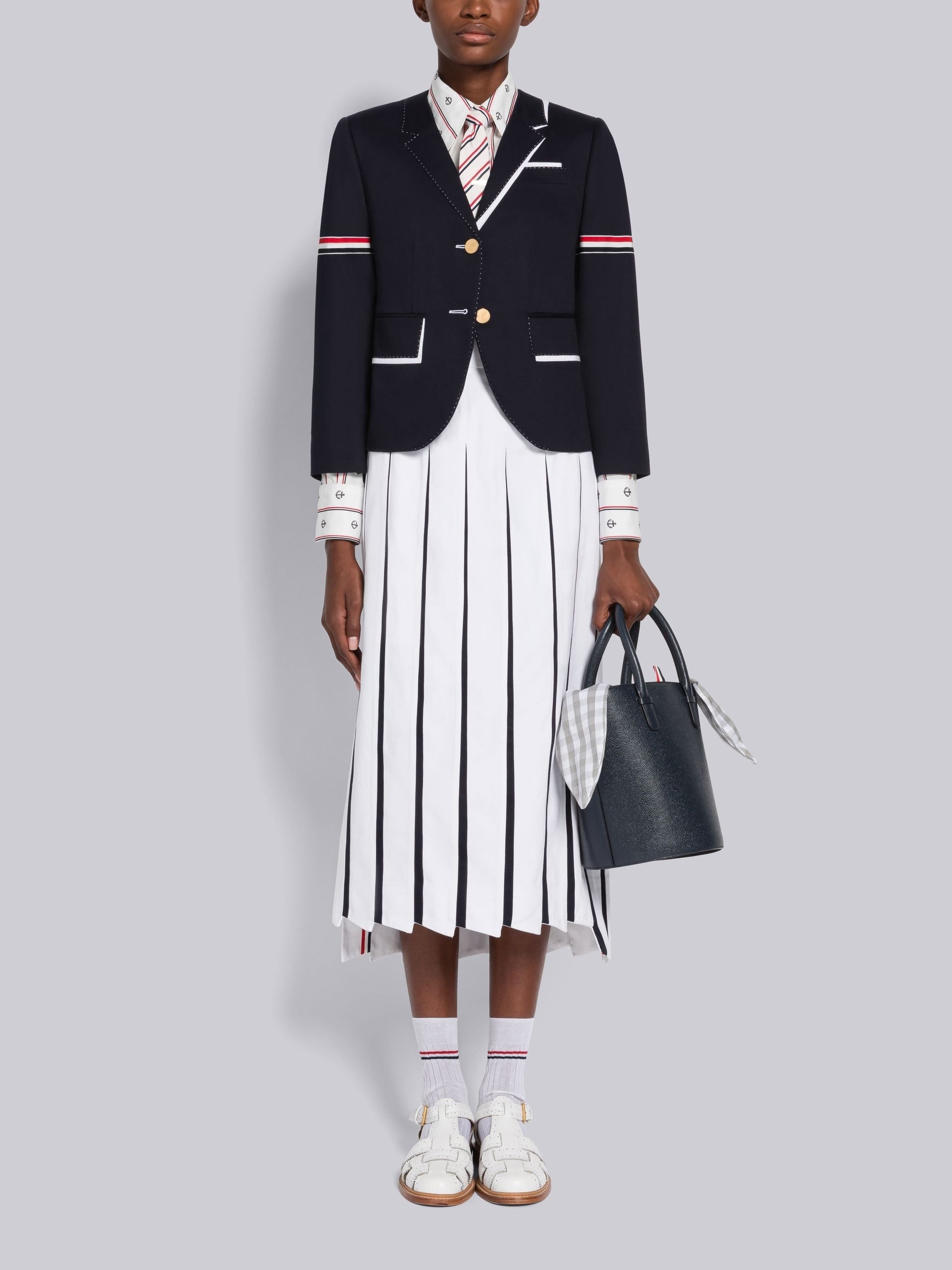 Thom Browne Rwb Stripe Single-breasted Blazer In Black