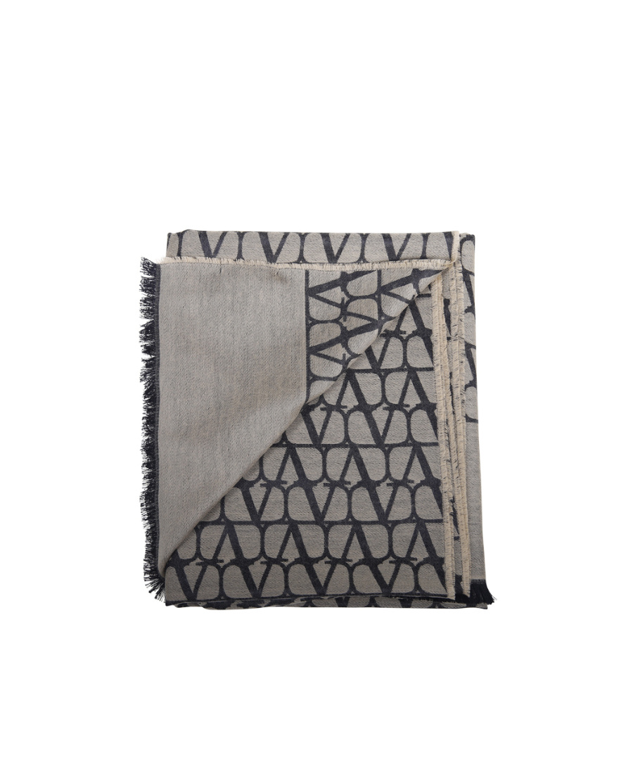Valentino Collide With A Logo Scarf In Gray