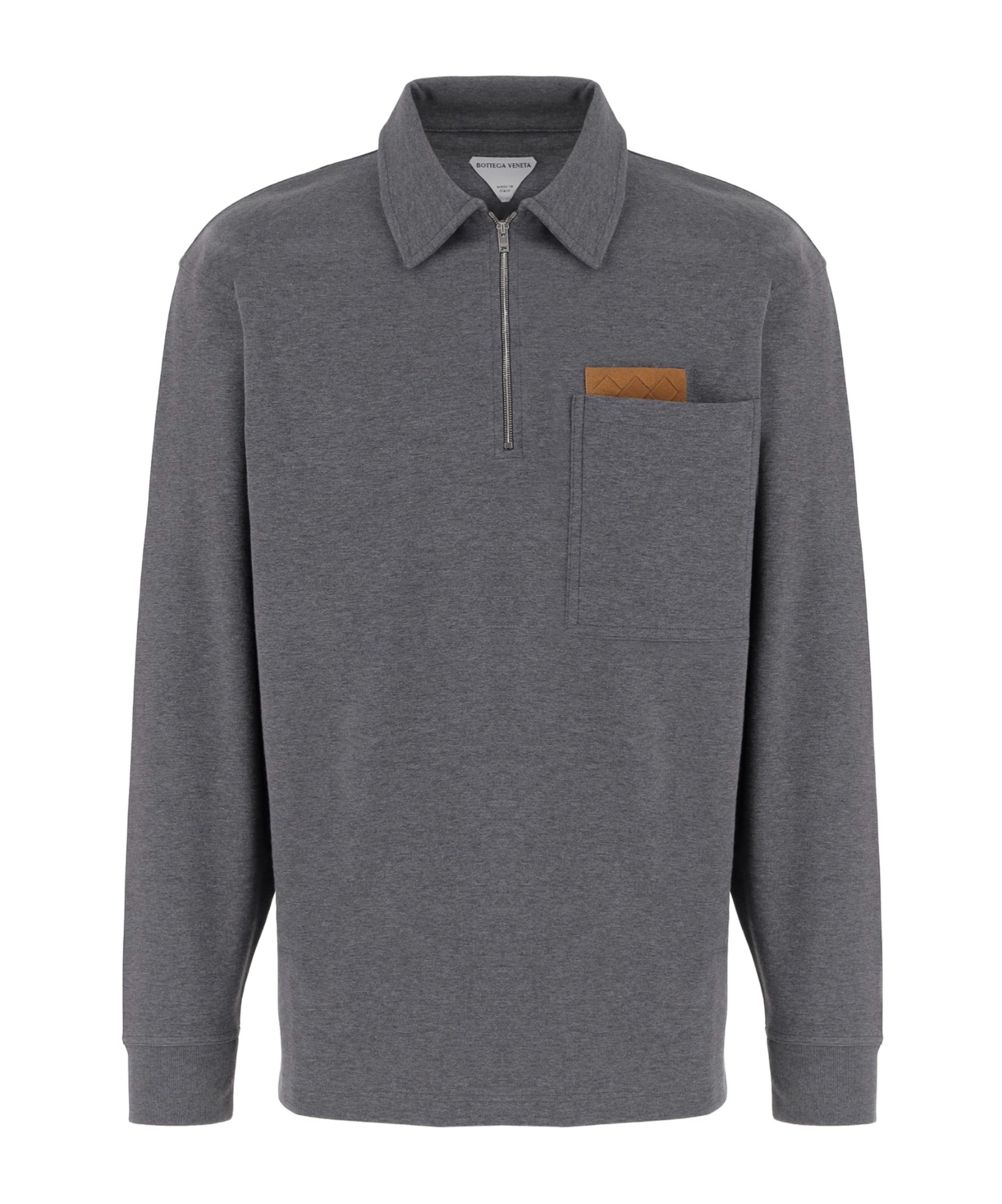Bottega Veneta Mens Dark Grey Melange Melange Long-sleeve Cotton Polo Top Xl In Gray